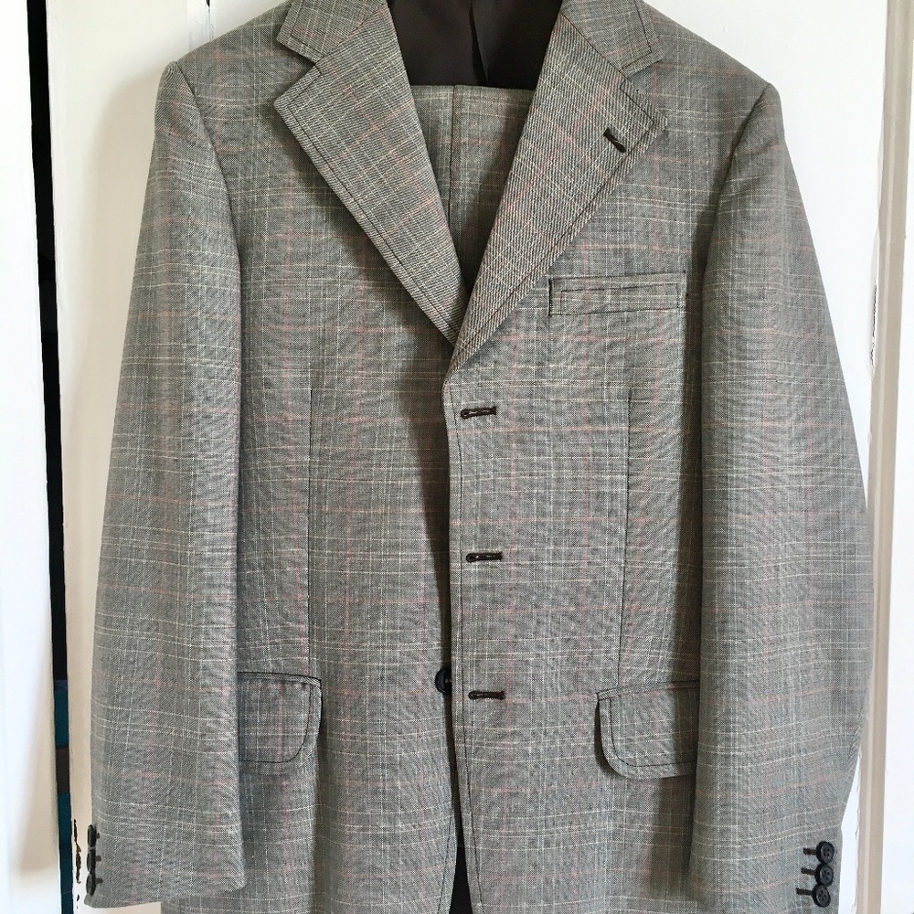 Vintage 60s/70s plaid suit with matching cloth belt